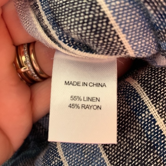 Anthropologie DREW linen Emerson striped strapless pull on split leg jumpsuit - Picture 12 of 12